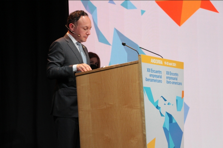 El cap de Govern, Xavier Espot, durant la inauguració de la Trobada Empresarial Iberoamericana.